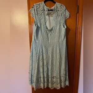 Lane Bryant Light Blue Lace Dress with Keyhole back